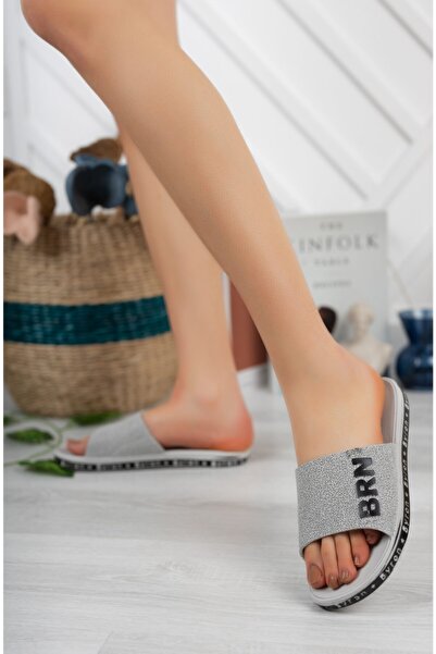 StWenn Papuci de plajă cu talpă din silicon moale pentru bărbați, gri anti-alunecare