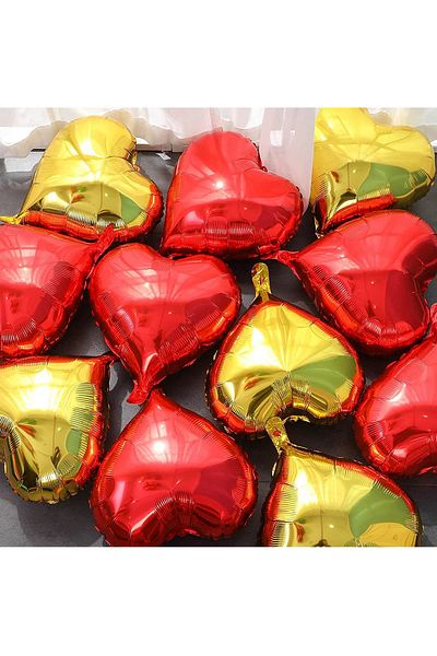 Parti dolabı 5 Pieces Golden Yellow Gold Heart Foil Balloon 45cm Special for Valentine Flying with Helium