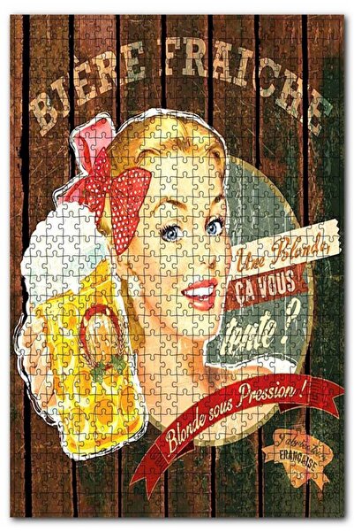 Cakapuzzle لافتة امرأة تغذي البيرة المرئية 120 قطعة لغز الصور المقطوعة Mdf (خشب)