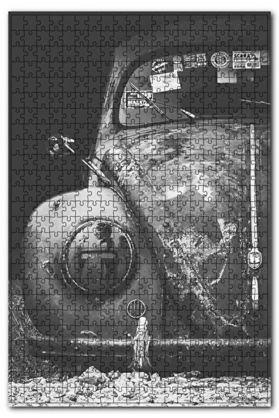 Cakapuzzle Terkedilmiş Eski Volkswagen Tosbağa Siyah Beyaz 500 Parça Puzzle Y...