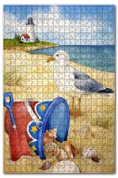 Cakapuzzle صورة فانوس النورس على شكل صدفة شاطئ البحر مكونة من 1000 قطعة من أل...