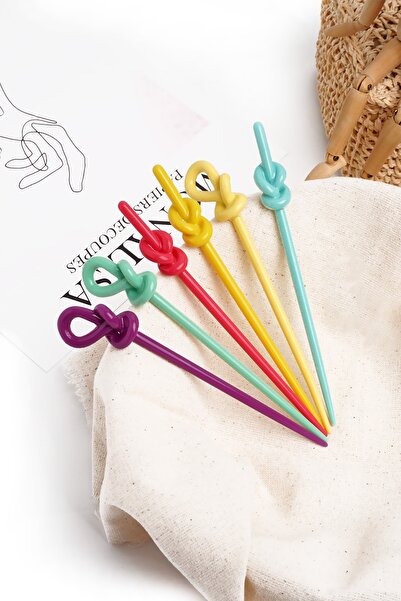 Monalisa Topuz Tokası Kadın 6 Adet Çok Renkli Kadın Topuz Çubuğu