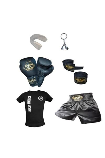By Leon 1982 Boks Eldiveni, Ground Kick Boks Şortu, Wasedo Tişört, Bandaj, Dişlik Seti