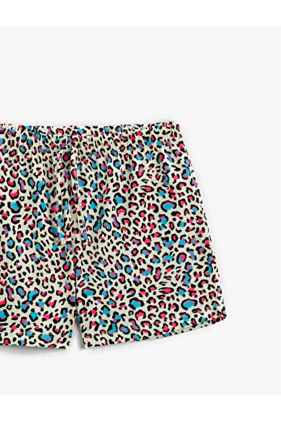 Koton Bavlněné šortky s leopardím vzorem s krajkovým pasem