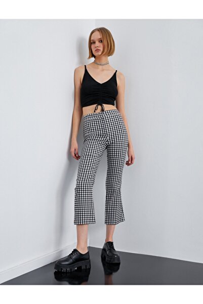Koton Kostkované kalhoty s vysokým pasem