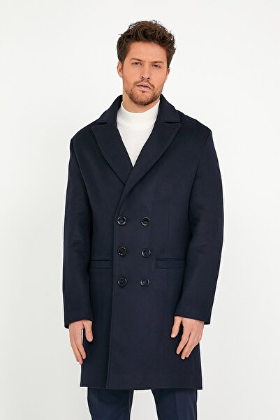 Leather Club Lacivert Kaşmir Kaban