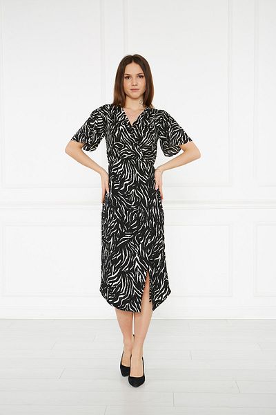 MEECY Women's Black Zebra Double Breasted Dress