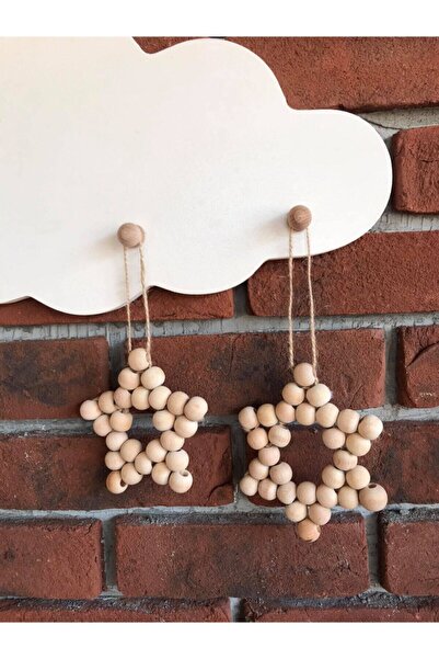 Wooden Decorative Beaded Star Set 2pcs