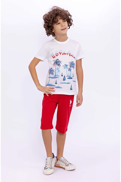 U.S. Polo Assn. Set Capri de jerseu simplu pentru băiat cu licență Us1004