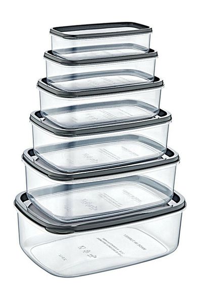 Buffer ® 2 Pieces Set of 6 Rectangular Transparent Storage Containers - Ak528