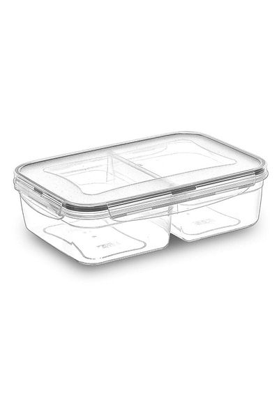Buffer ® 6 قطع 2 حجرة 1+1 لتر حاوية تخزين المواد الغذائية مع غطاء قابل للقفل Lc-525