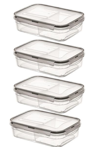 Buffer ® 4 قطع حاوية تخزين إمداد سعة 1 لتر مع 3 أقسام وغطاء قابل للقفل LC-510