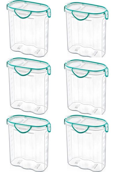 Buffer ® 6 Pieces Air and Water Liquid Proof 1.7 Liter Food Storage Container with Lockable Lid and Seal - SA585