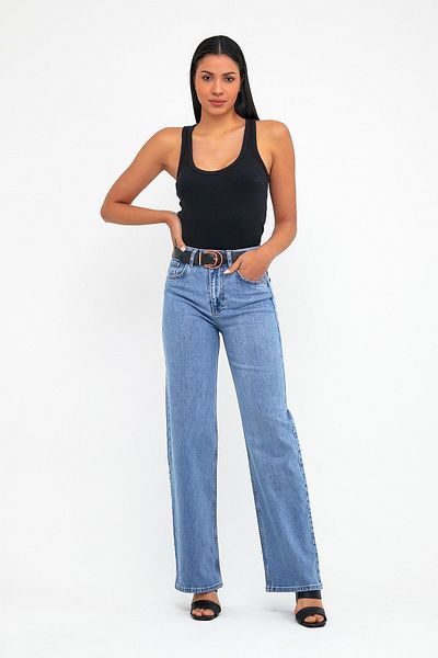 cracpot Light Blue Wide Leg Less Lycra Trousers