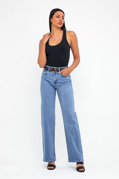 cracpot Light Blue Wide Leg Less Lycra Trousers
