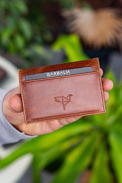 Garbalia Πορτοφόλι θήκης για κάρτες Vera Unisex Tan Γνήσιο δέρμα Crazy Tan