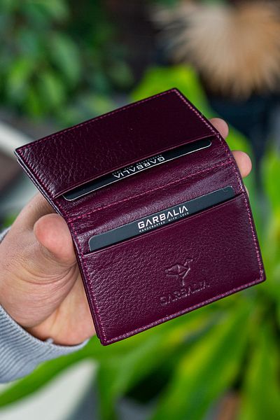 Garbalia Vera Genuine Leather Minimal Claret Red Card Holder