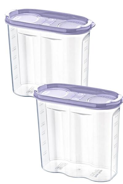 Buffer ® 2 Pieces 2 Lids Scale Food Dry Food Storage Box Container - 1.7 Liter - Sa935