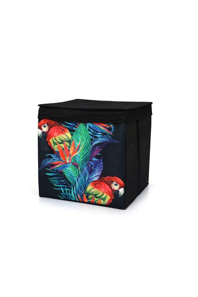 Bosphorus 21 Liter Parrot Patterned Fabric - 28X28X28Cm Storage Box
