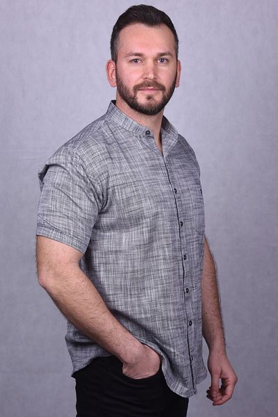 Lider Efes Prevailing Collar Short Sleeve Men's Shirt - Gray
