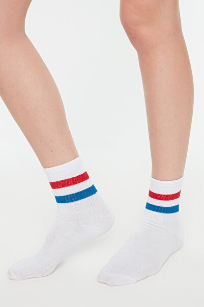Trendyol Collection Многоцветни раирани 3 пакета плетени чорапи TWOAW20CO0054