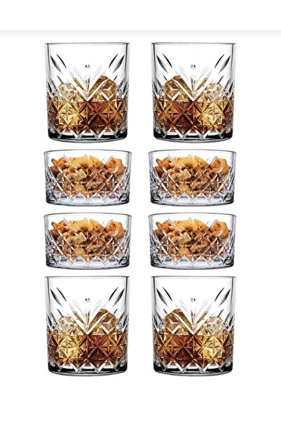 Paşabahçe مجموعة الاستمتاع بالويسكي الخالدة المكونة من 8 قطع - 4 أكواب ويسكي ...
