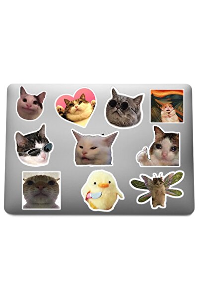GUGUK Komik Kedi Laptop Notebook Tablet Sticker Seti