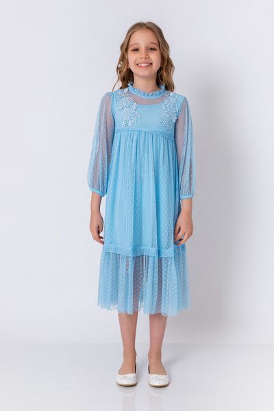 incity Rochie pentru fetiță, albastră, cu guler cu dantelă