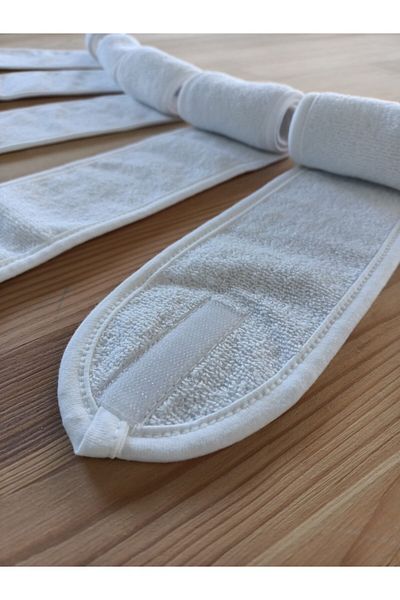 CottonTherapy عصابة رأس رياضية لليوجا باللون الأبيض - منشفة شعر قطنية