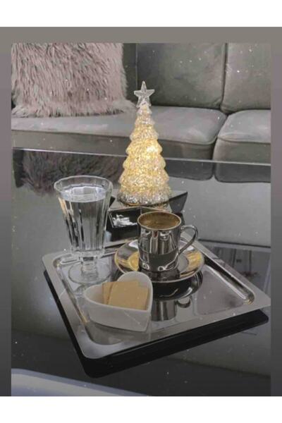 Abant 6-Piece Square Stainless Steel Coffee Serving Tray & Platter (21x21cm)