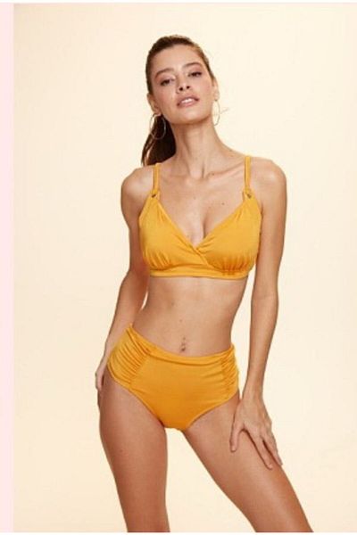 No Gossip Women's Yellow Bardot High Waist Bikini Single Bottom