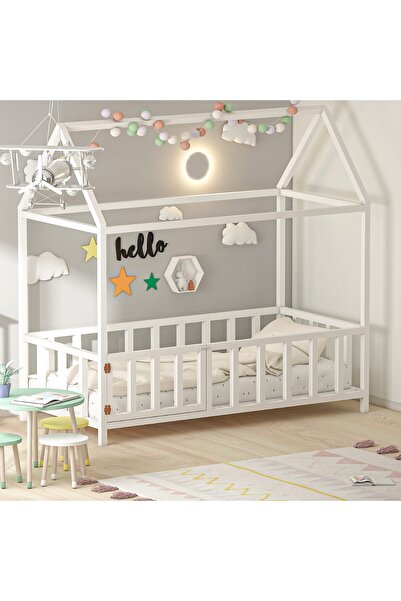 GİVAYO WOOD'S Teddy Montessori Yatak Beyaz Kapılı