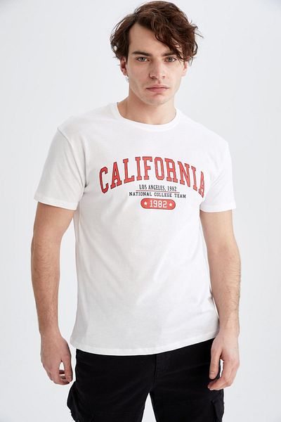 DeFacto Μπλουζάκι Regular Fit Crew Neck με στάμπα από 100% βαμβάκι