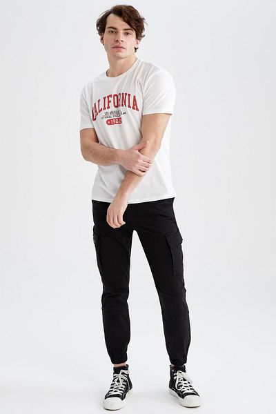 DeFacto Μπλουζάκι Regular Fit Crew Neck με στάμπα από 100% βαμβάκι