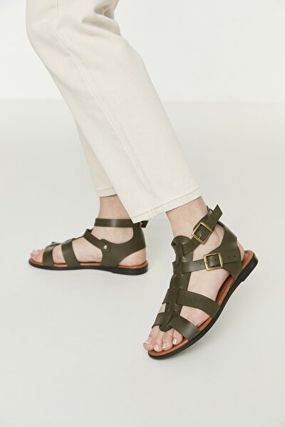 TRENDYOL SHOES Sandals - Khaki - Flat