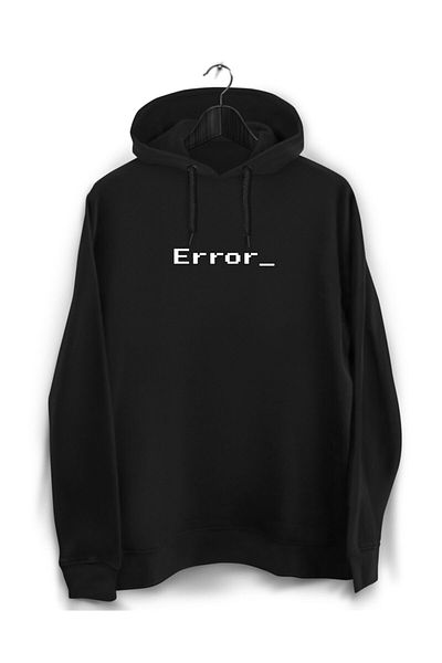 YEACHY Φούτερ με κουκούλα Unisex Black Error Printed