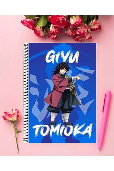 animeandyourworld Giyu Tomioka Anime Notebook - 1 Piece, A4 Size, 21*29 Cm, Ringed Unlined Design