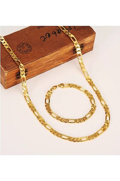 ESCBUTİK Figaro Men's or Women's Bracelet and Necklace Chain Set