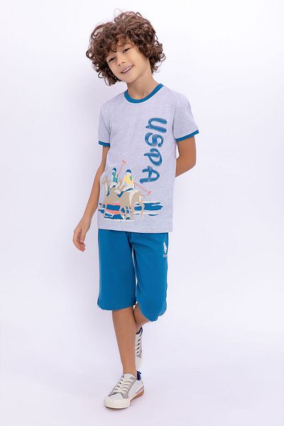 U.S. Polo Assn. Base. Polo Assn Karmelange Boy's Crew Neck Capri Suit