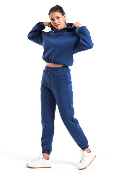 CAYA Kadın Wrstbhvr Baskılı Gri Kapişonlu Eşofman Takımı