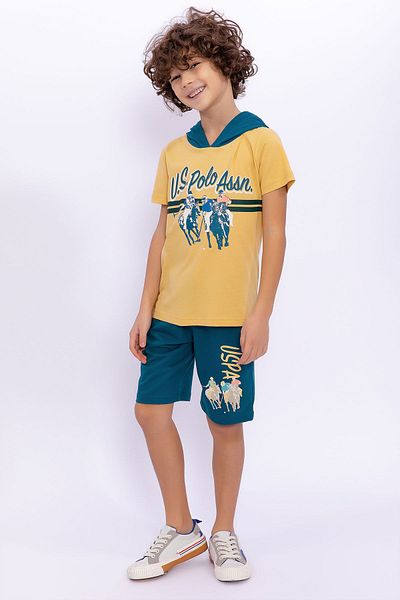 U.S. Polo Assn. Set Bermude Ginger Boy cu glugă