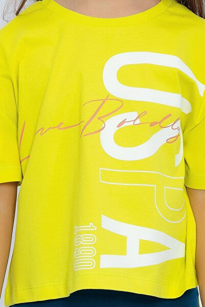 U.S. Polo Assn. Love Boldly Limon Sarısı Kız Çocuk Tayt Takım