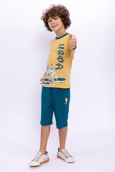 U.S. Polo Assn. Base. Polo Assn Ginger Boy Child Crew Neck Capri Suit