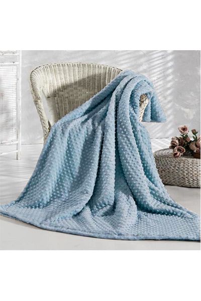 Merinos Sky Blue Pearl Bud Double Blanket