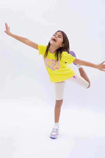 U.S. Polo Assn. Lemon Yellow Girl's Bermuda Tights Set