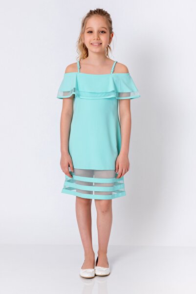 incity Girl's Tulle Detailed Mint Green Dress