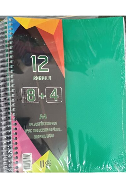 Umut U-deep A4 Büyük Boy 300 Yaprak Ayraçlı Spiralli Plastik Kapaklı 8 Kareli...