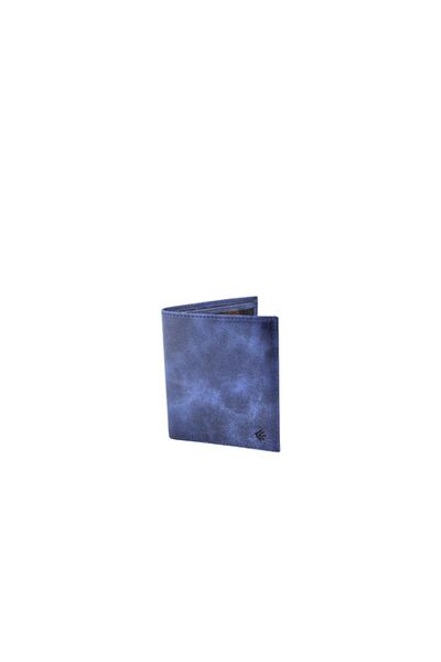 Eminsa Men's Navy Blue Crazy Leather Wallet