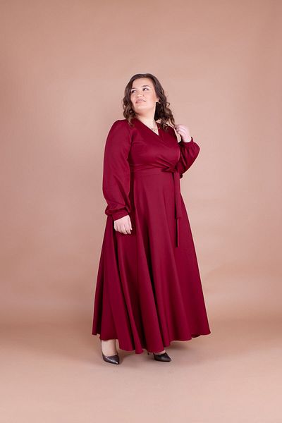 Bidoluelbise Rochie de damă Bordeaux Plus Size Maxi Lungime