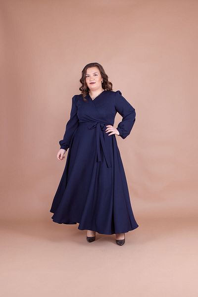 Bidoluelbise Γυναικείο φόρεμα μάξι μήκους Navy Blue Plus Size